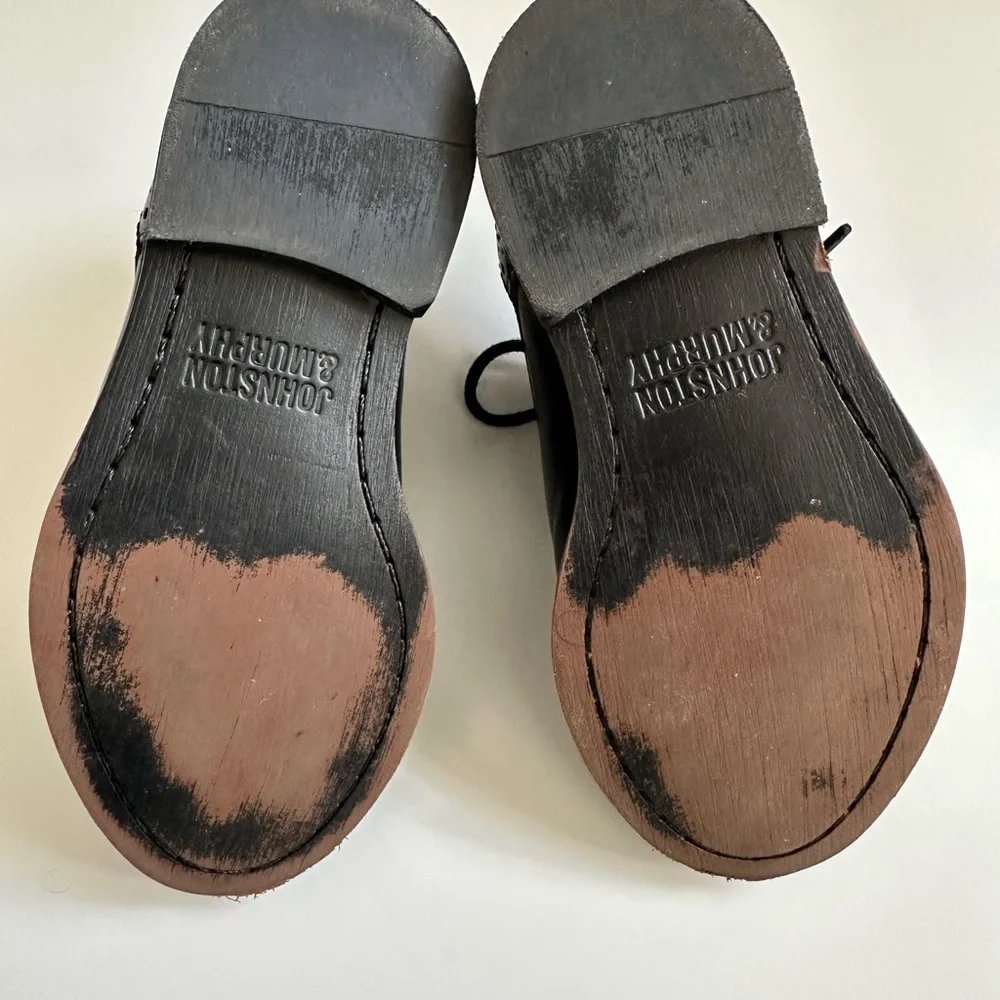 Johnston & Murphy Boys Black Leather Wingtip Dress Shoes